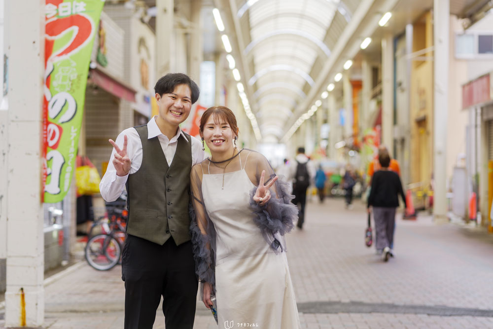 つくの商店街でのロケーション撮影