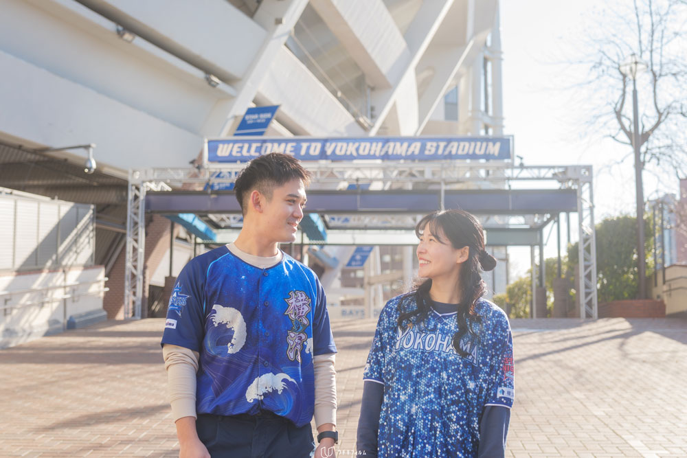 横浜スタジアムでのカップルフォト